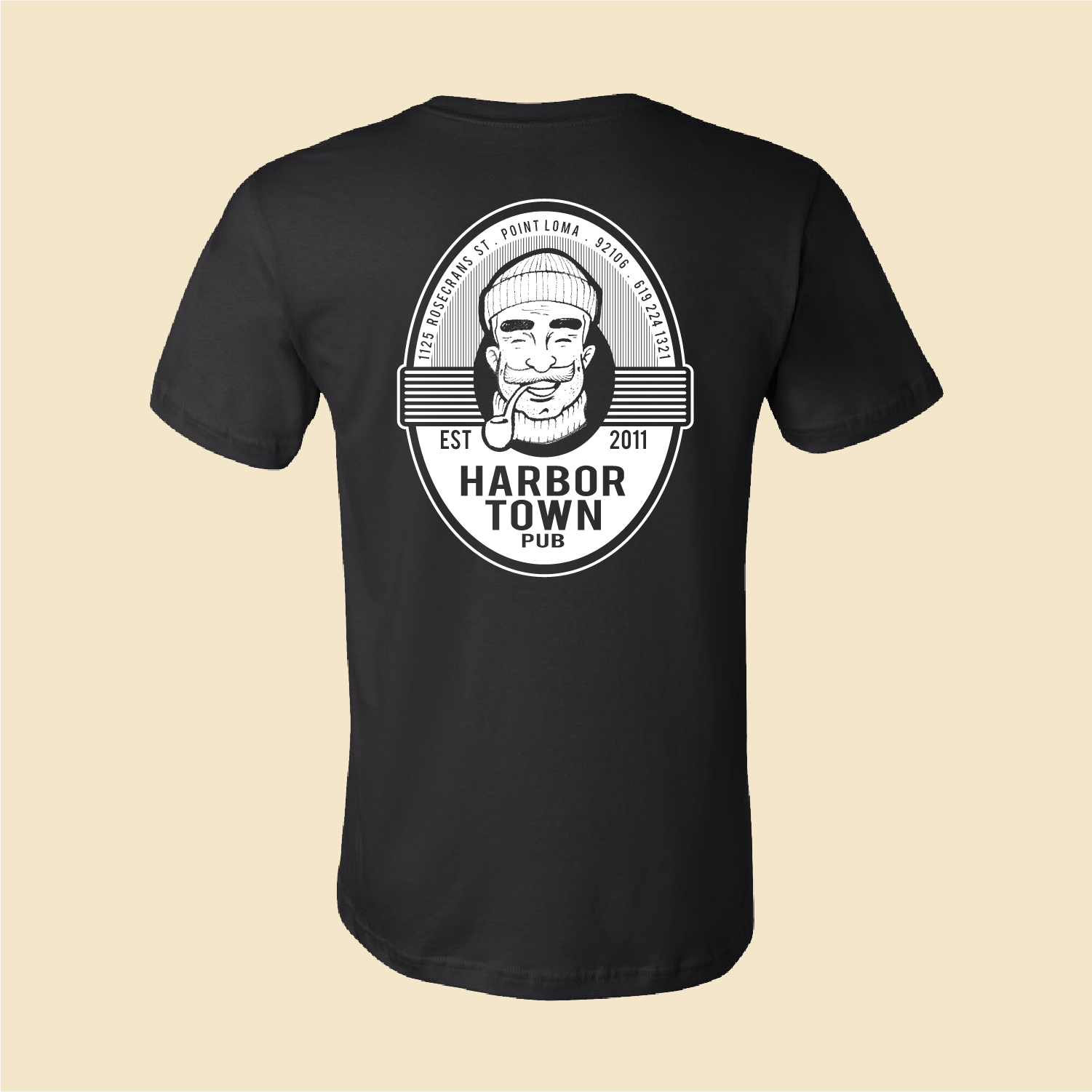 Unisex 100% Cotton Harbor Town T-Shirt Black